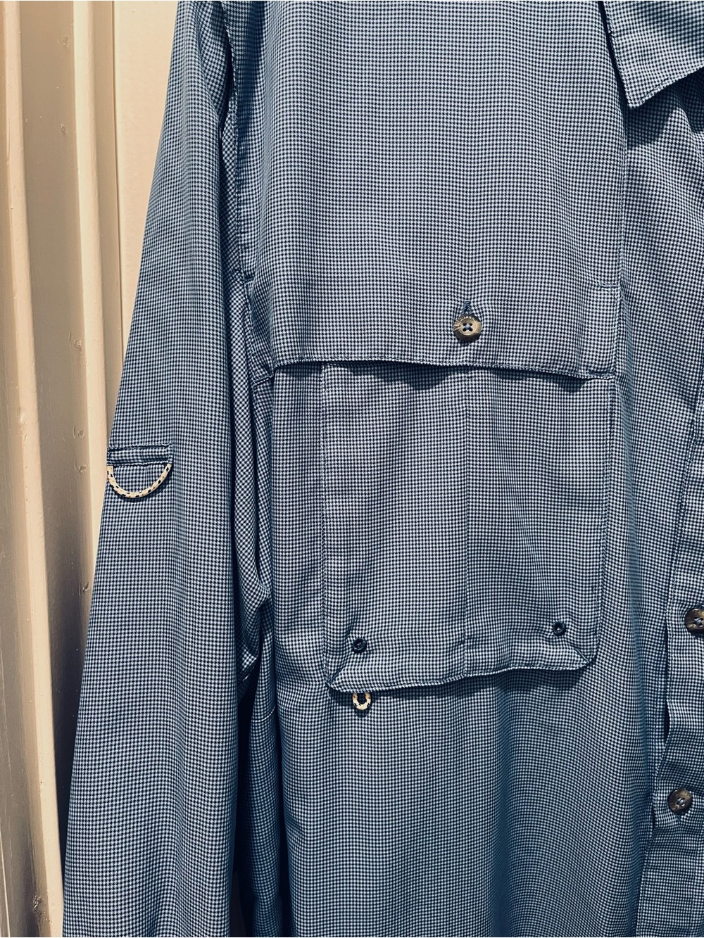 Magellan Outdoors Men's Micro Houndstooth Button-Down Shirt - Navy & White XL - Picture 5 of 8